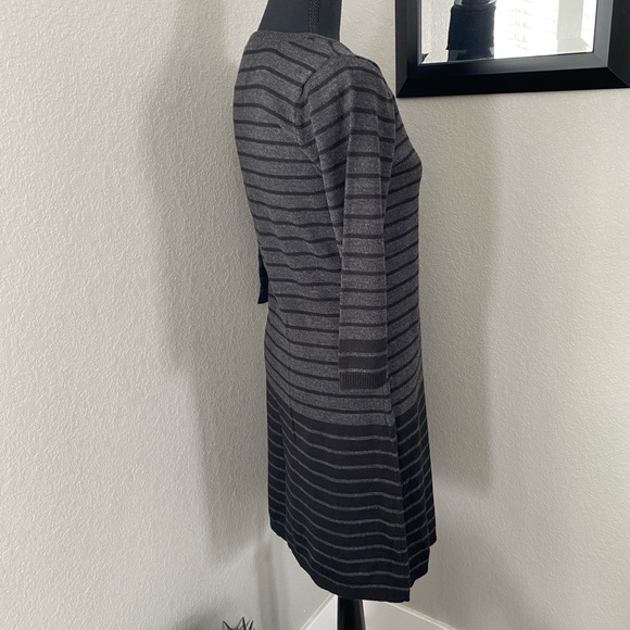 AB Studio Black Gray Long Sleeve Striped Sweater Dress Small - Picture 6 of 12